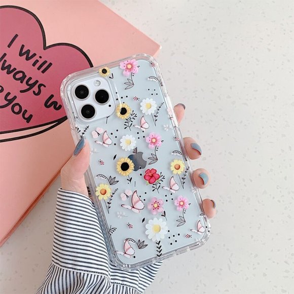 NEW iPhone 12/11/Pro/Max Protective Flower case - Picture 1 of 4